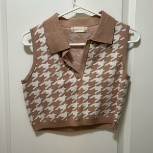 Altar'd State Tan and Cream Knit Vest